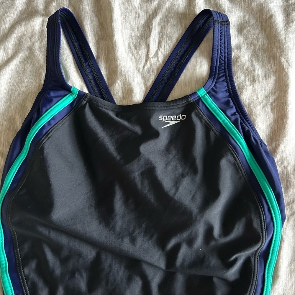 Speedo Swim One-Piece Swimsuit - Black and Green - Picture 2 of 11